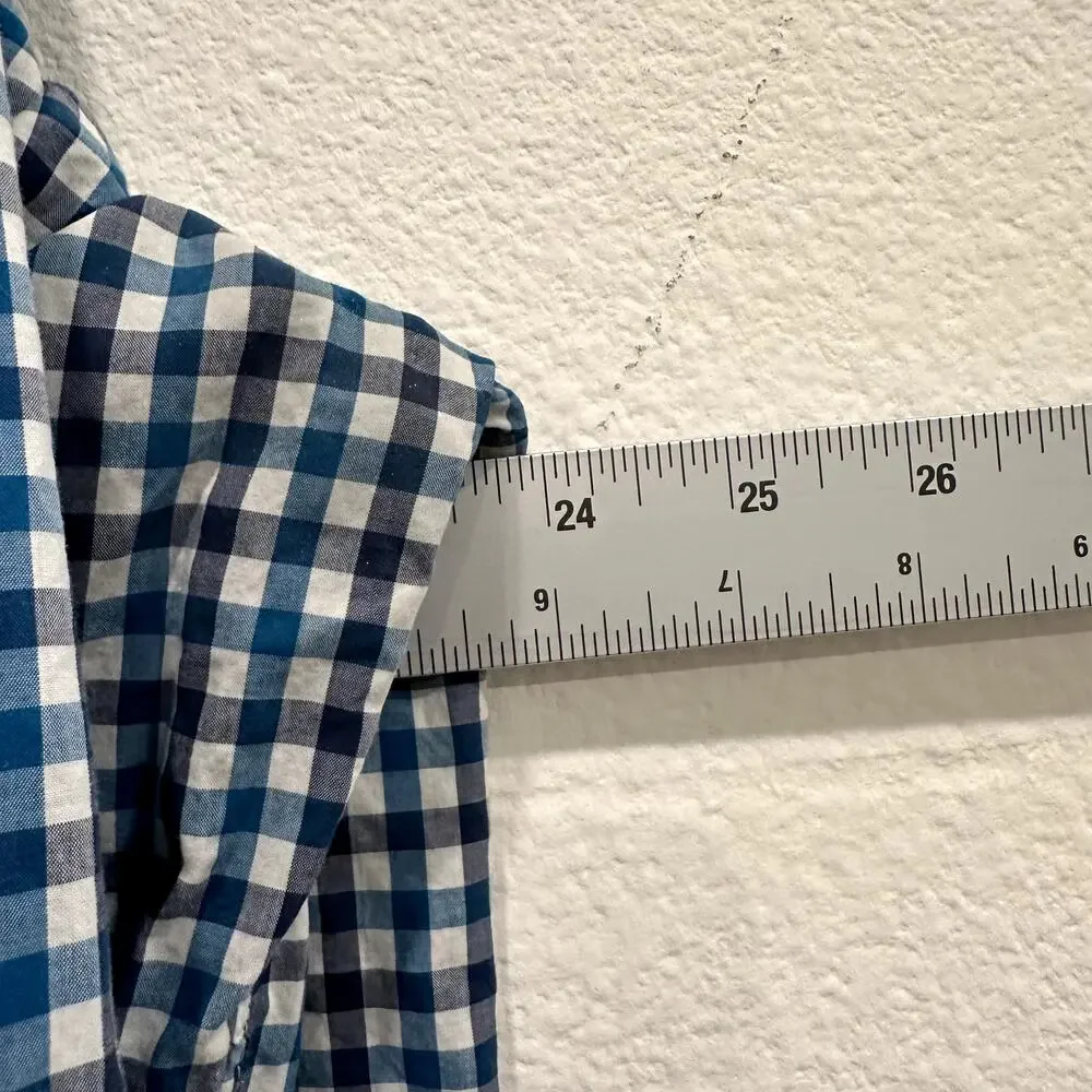J.Crew Mens XL Blue White Gingham Check Slim Fit Button Down Long Sleeve Cotton